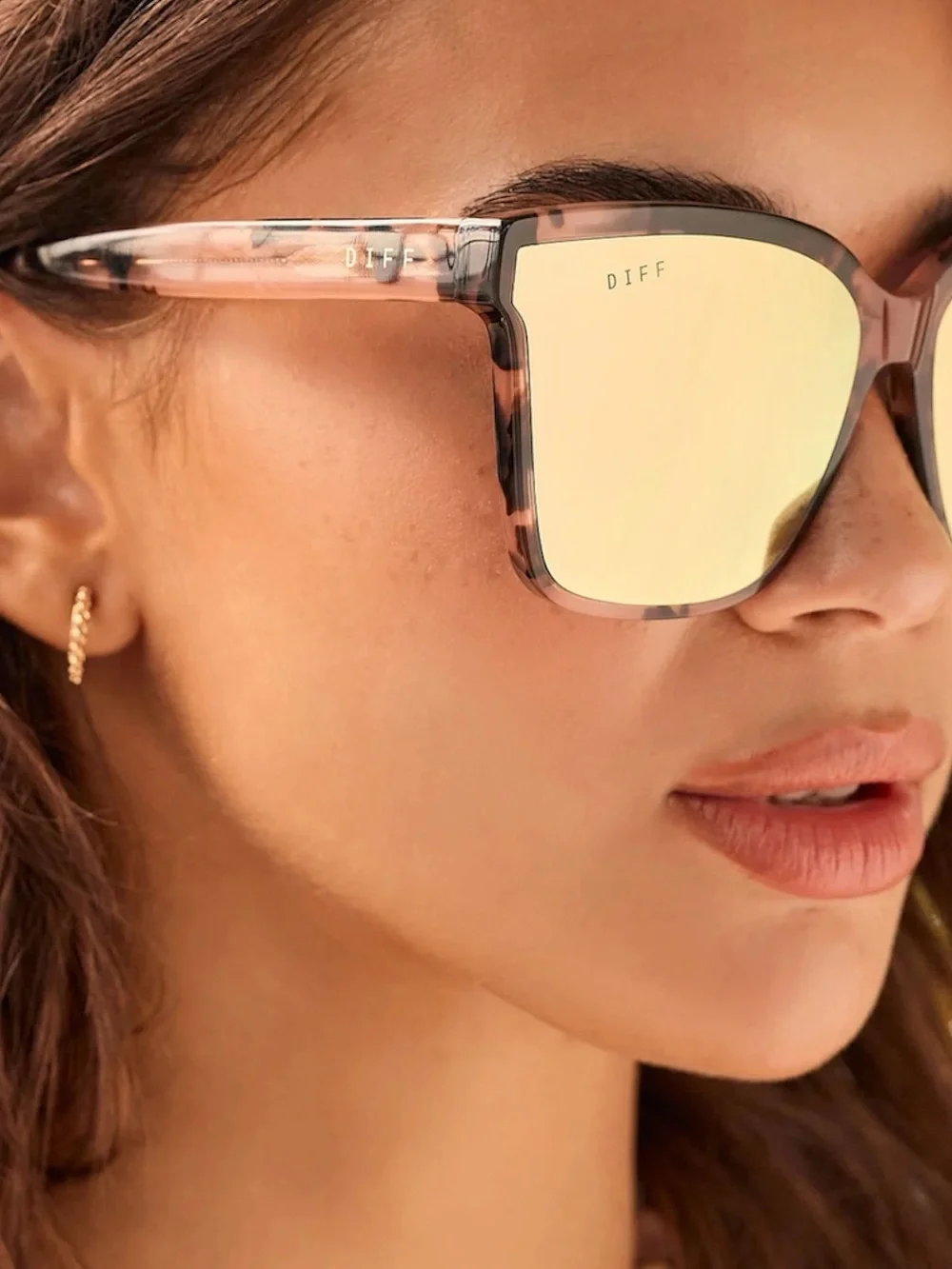 DIFF Meredith II Sunglasses Himalayan Tortoise Frame Taupe Mirror Lens NWT